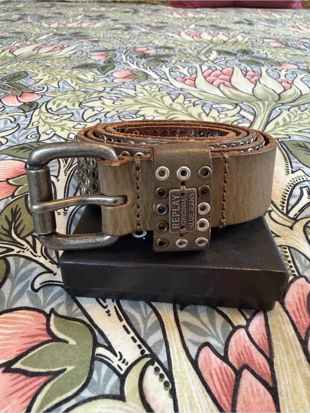Replay Men's Studded Leather Belt in Brown